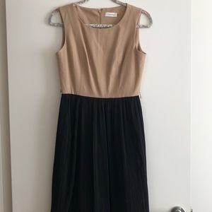 Calvin Klein Black/Tan Color block Dress
